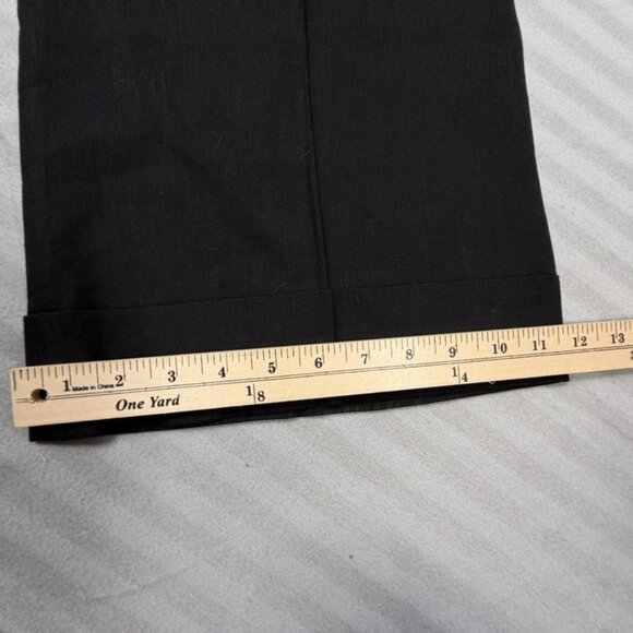 Josef Pants Womens 8 Black Linen Viscose Wide Leg Cuffed Hem Dress Trousers - Picture 11 of 11